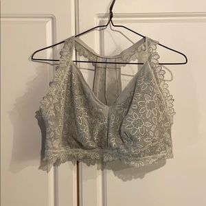 aerie Gray Floral Lace Bralette
